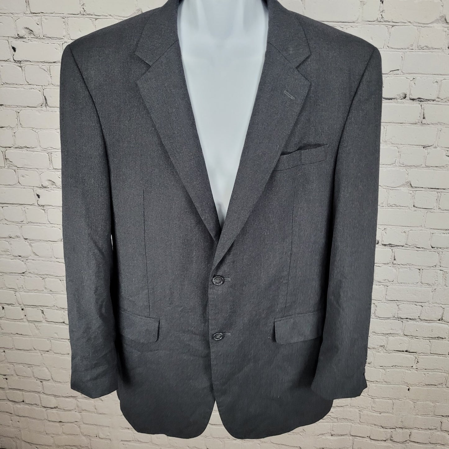 Jos A Bank Grey Wool Cashmere 2 Button Vented Notch Blazer Sport Coat Size 43L