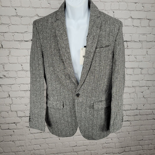 NWT Reverb Grey Striped 1 Button Vented Notch Blazer Sport Coat Size Large L