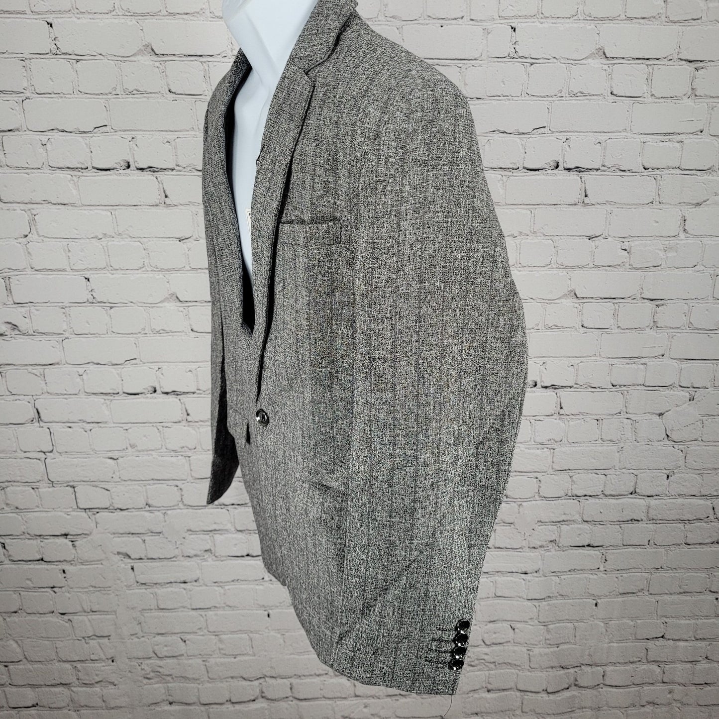 NWT Reverb Grey Striped 1 Button Vented Notch Blazer Sport Coat Size Large L
