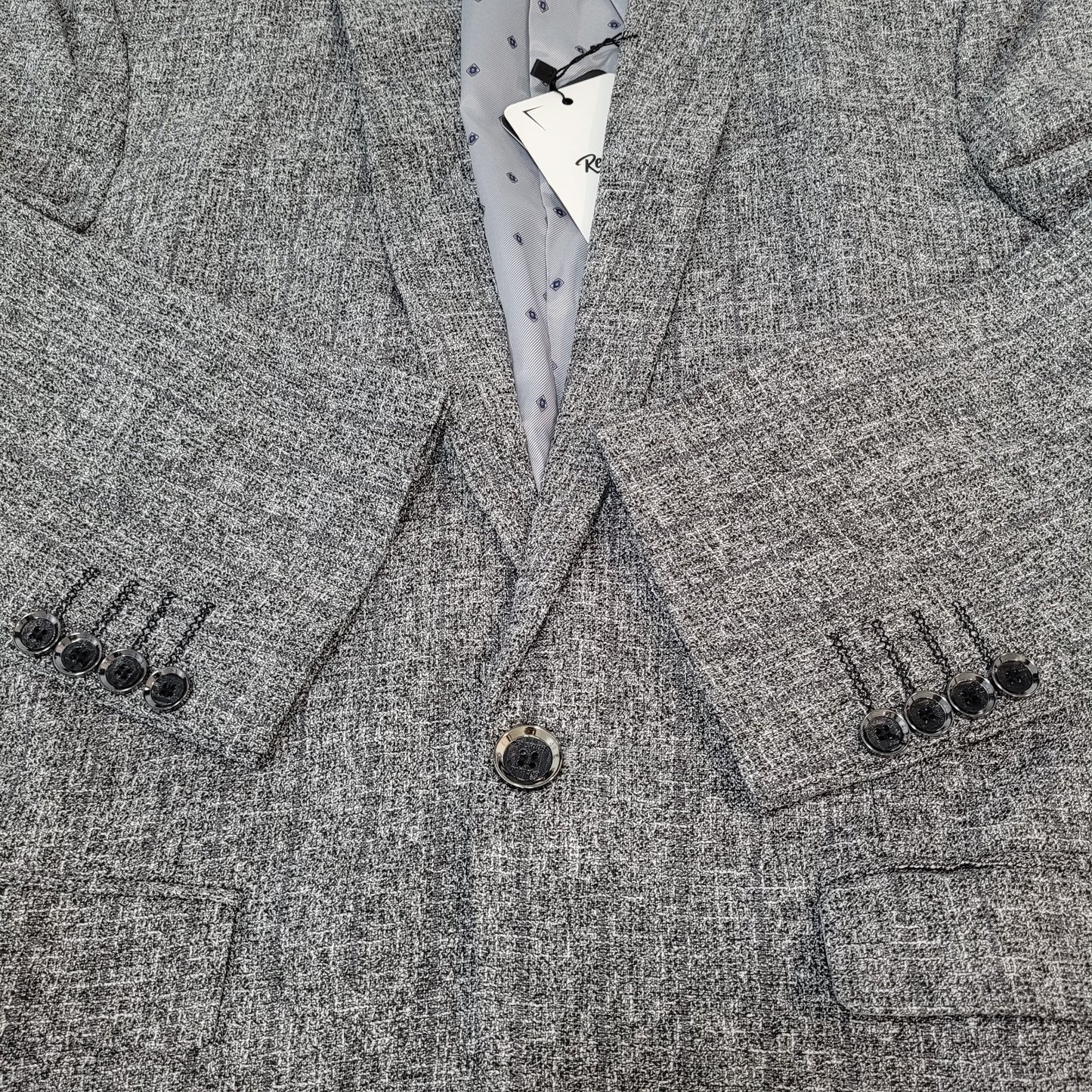 NWT Reverb Grey Striped 1 Button Vented Notch Blazer Sport Coat Size Large L