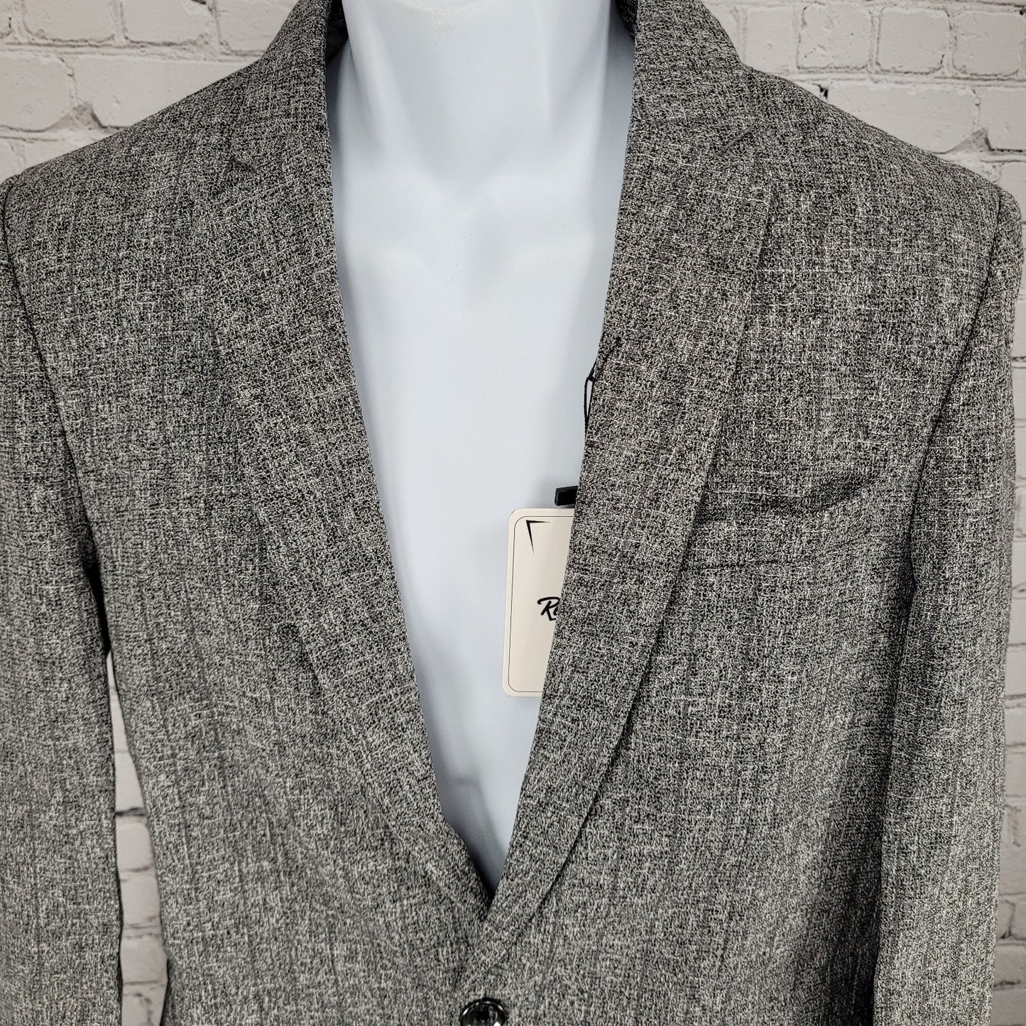 NWT Reverb Grey Striped 1 Button Vented Notch Blazer Sport Coat Size Large L