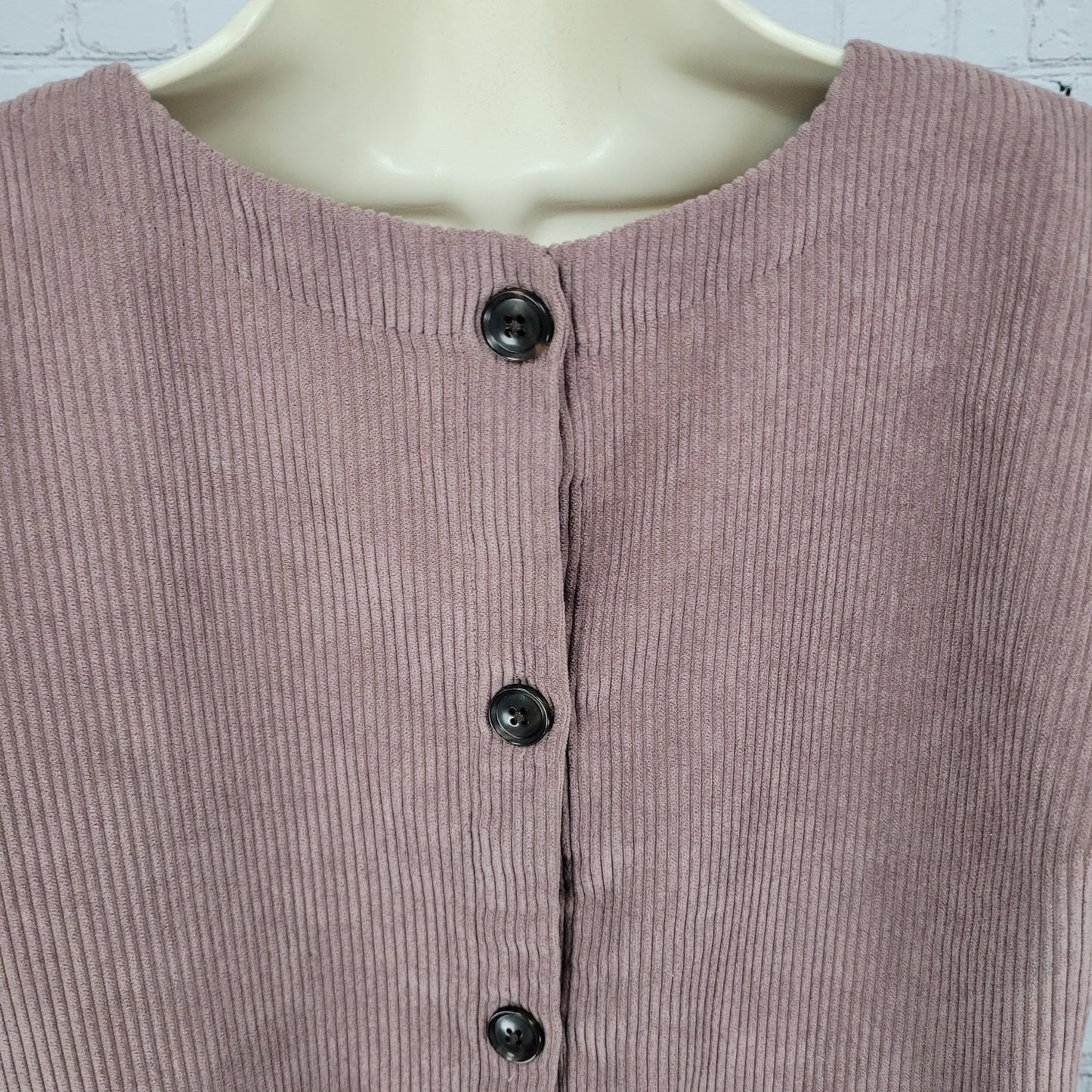 Madewell Purple Corduroy Buttoned Back Short Sleeve V Neck Top Size Small S