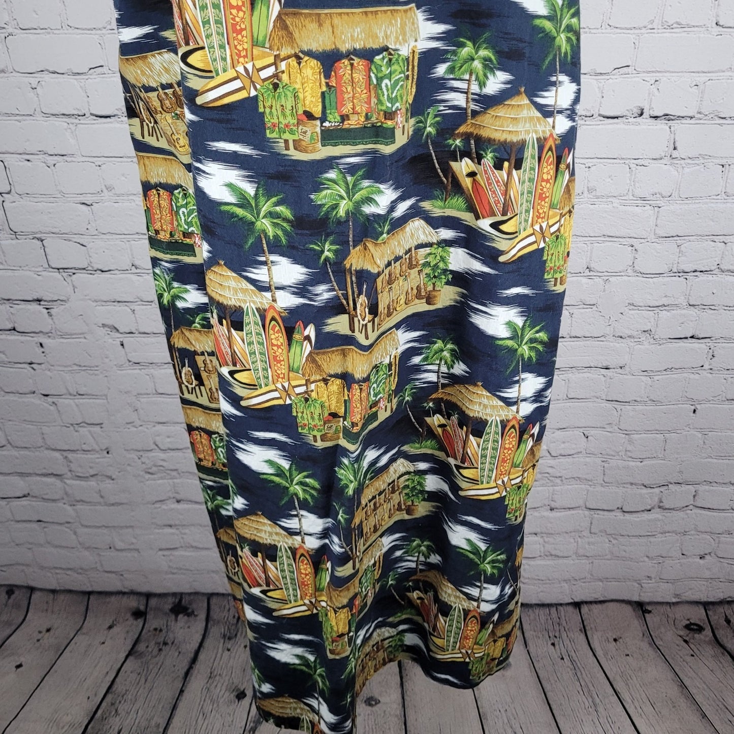 Island Aloha Wear Multicolor Sleeveless Unlined Midi Dress Hawaii USA Large L