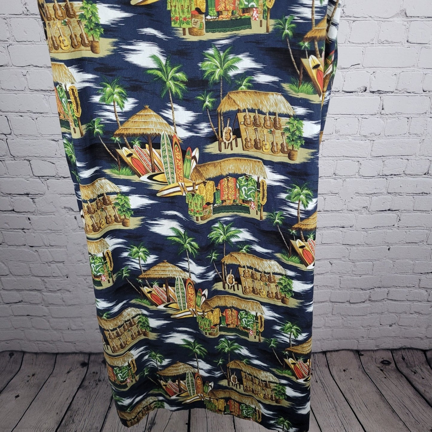 Island Aloha Wear Multicolor Sleeveless Unlined Midi Dress Hawaii USA Large L