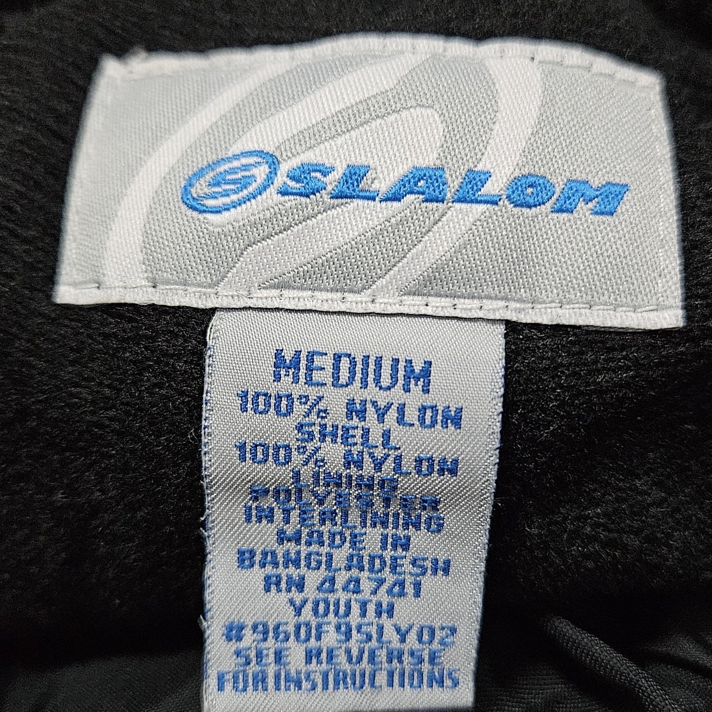 Slalom Black Adjustable Waist Zip Cargo Pocket Snow Ski Pants Youth Medium M