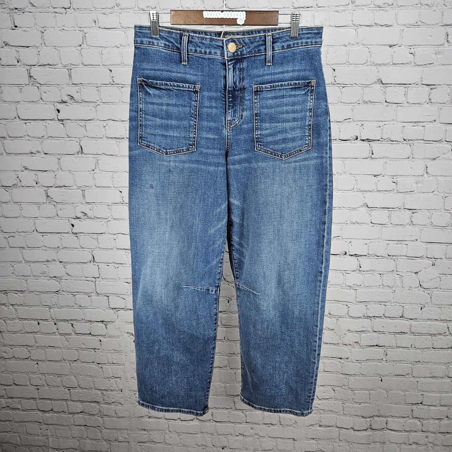 KUT From The Kloth Blue Ashton Barrel Leg High Rise Denim Jeans USA 8 (30x27)