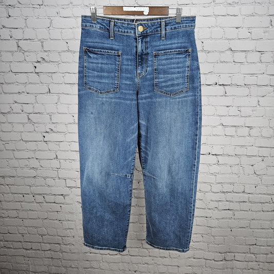 KUT From The Kloth Blue Ashton Barrel Leg High Rise Denim Jeans USA 8 (30x27)