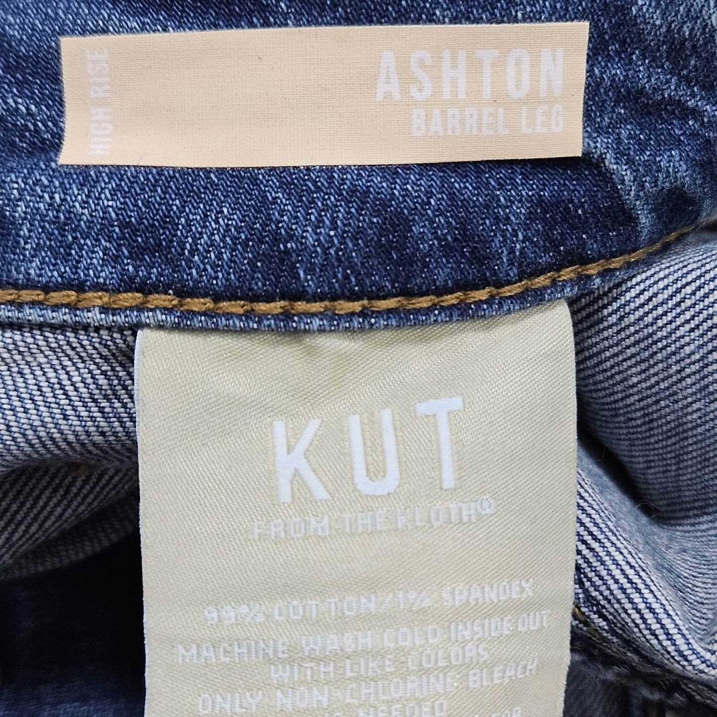KUT From The Kloth Blue Ashton Barrel Leg High Rise Denim Jeans USA 8 (30x27)