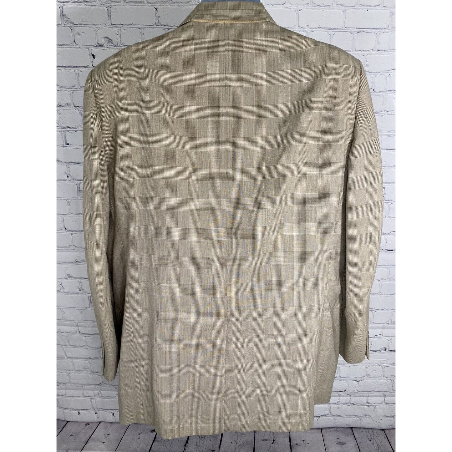 Elia Levi Handmade Brown Beige Plaid Two Button Vintage Blazer Jacket 44 *