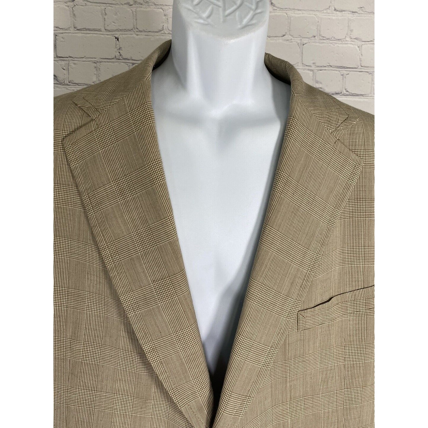 Elia Levi Handmade Brown Beige Plaid Two Button Vintage Blazer Jacket 44 *