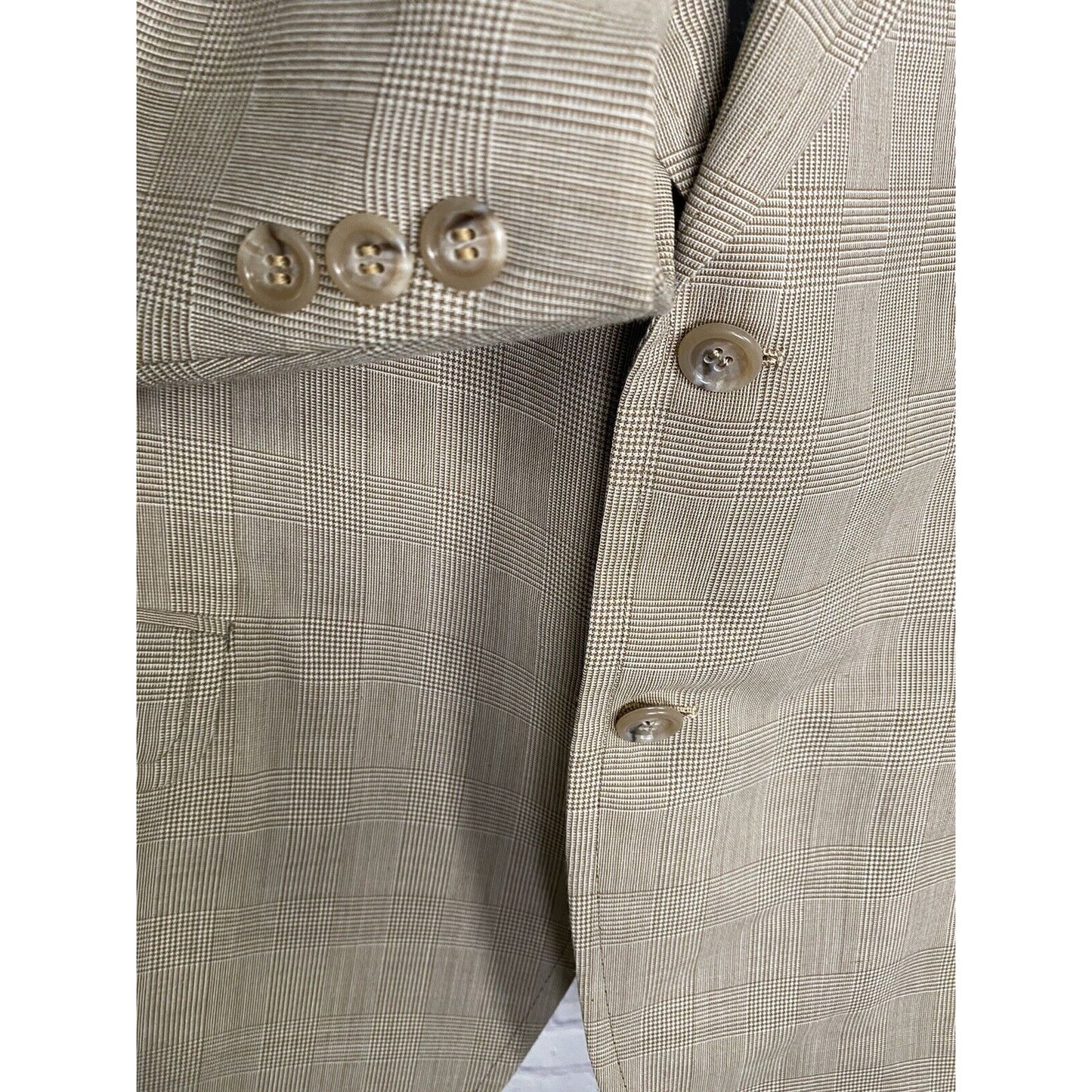 Elia Levi Handmade Brown Beige Plaid Two Button Vintage Blazer Jacket 44 *