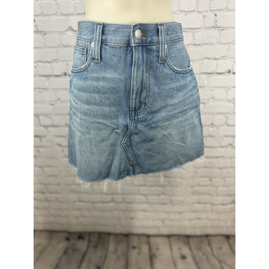 Madewell Light Wash Rigid Denim A-line Jean Skirt Raw Hem Women’s Size 27