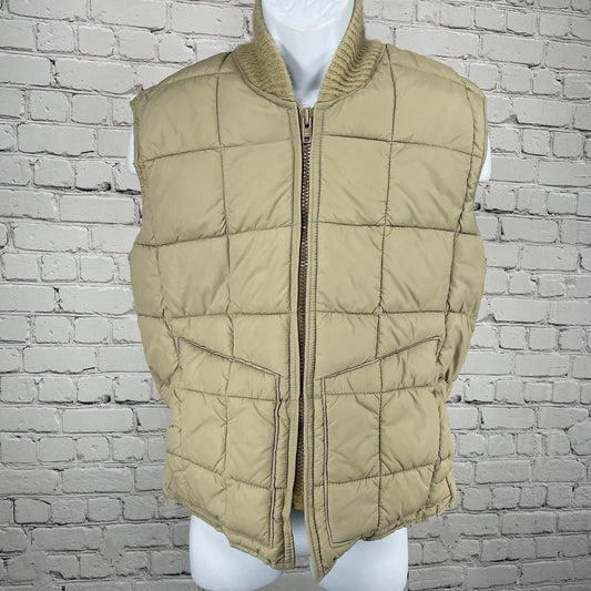 VTG Walls Khaki Blizzard Pruf Insulated Puffer Zipped Collar Vest USA Medium M