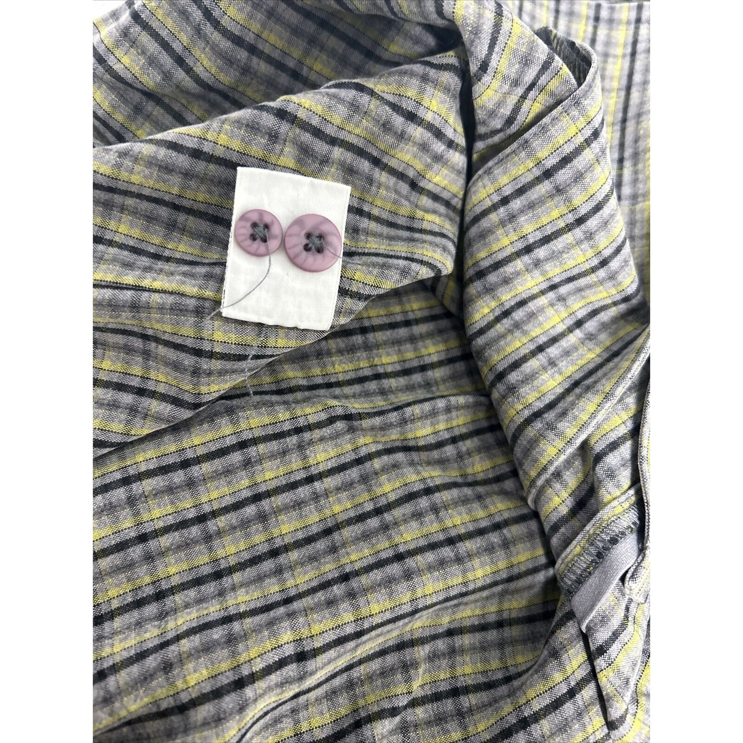 VTG Tommy Bahama Green Grey Plaid Purple Buttons Long Sleeve Collared Shirt S
