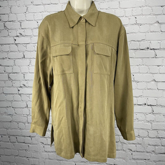 VTG Bushwacker Tan Soft Heavy Textured Buttoned Lined Long Sleeve Shirt Small S