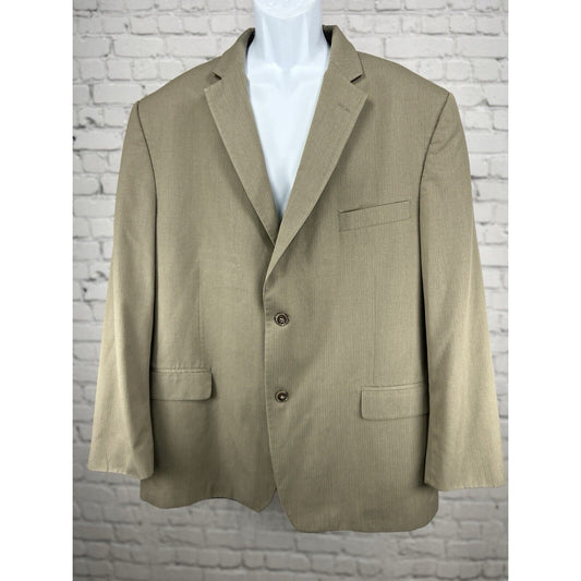 Haggar Suit Up System Tan Pinstripe 2 Button Single Vent Suit Jacket Blazer 48R