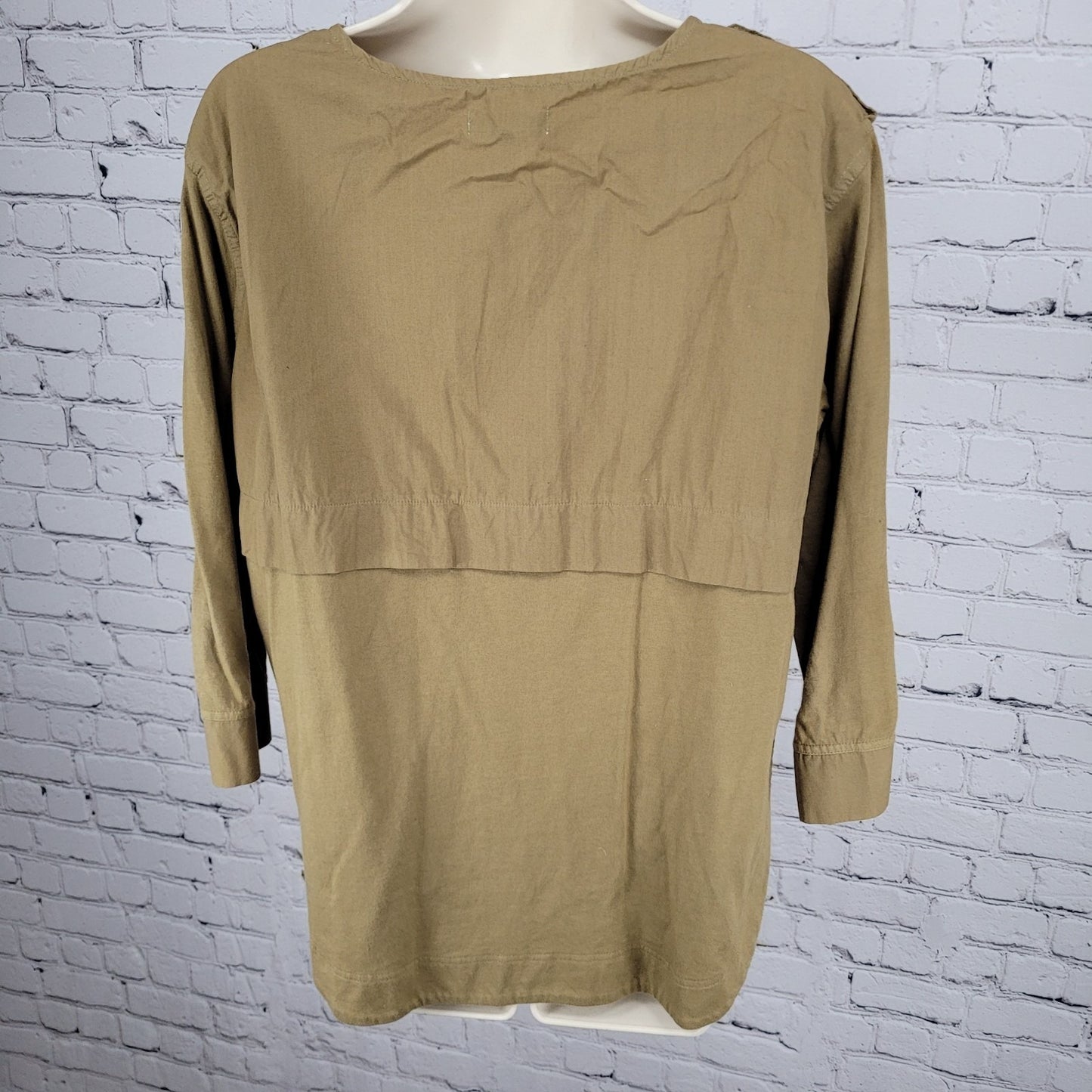 Madewell Green 100% Cotton 3/4 Sleeve Boxy Buttoned Top Size Small S