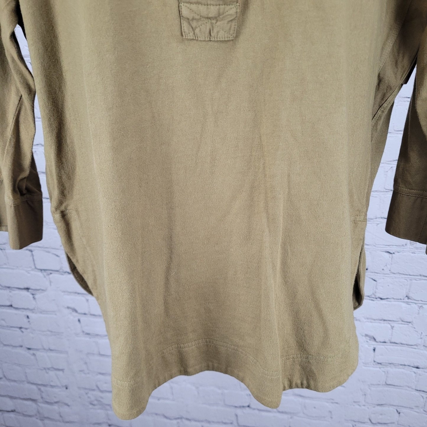 Madewell Green 100% Cotton 3/4 Sleeve Boxy Buttoned Top Size Small S