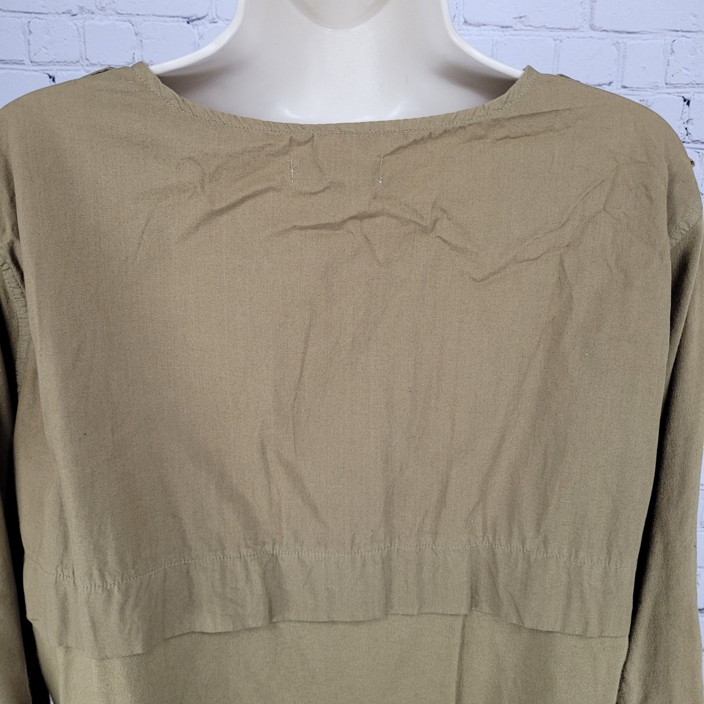 Madewell Green 100% Cotton 3/4 Sleeve Boxy Buttoned Top Size Small S
