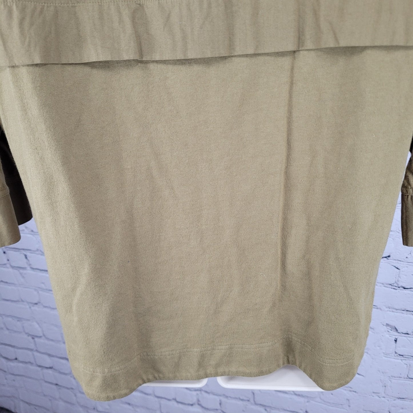 Madewell Green 100% Cotton 3/4 Sleeve Boxy Buttoned Top Size Small S