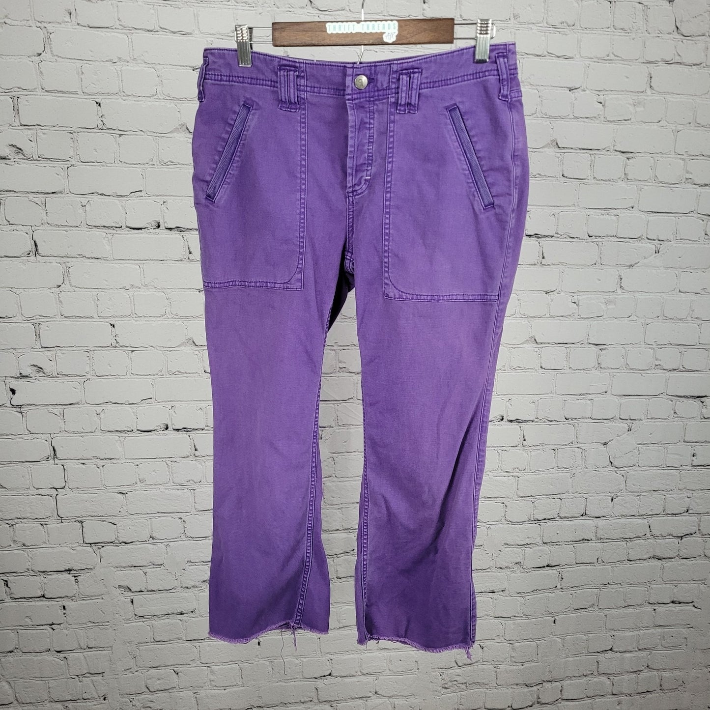 Pilcro Anthropologie Purple Cotton Stretch Mid Rise Crop Pants 28P (30x24)