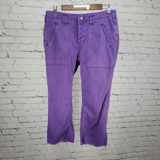 Pilcro Anthropologie Purple Cotton Stretch Mid Rise Crop Pants 28P (30x24)