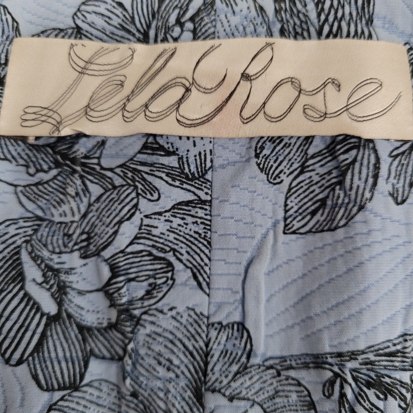 Lela Rose Blue Floral Sleeveless Front Zip Pockets Lined A Line Dress USA 6