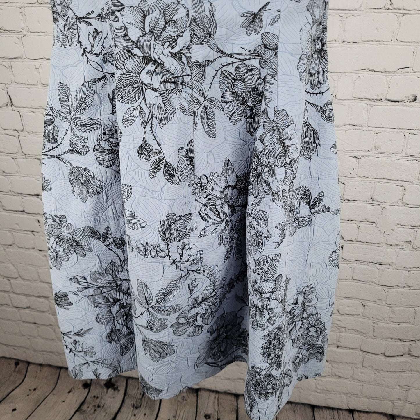 Lela Rose Blue Floral Sleeveless Front Zip Pockets Lined A Line Dress USA 6