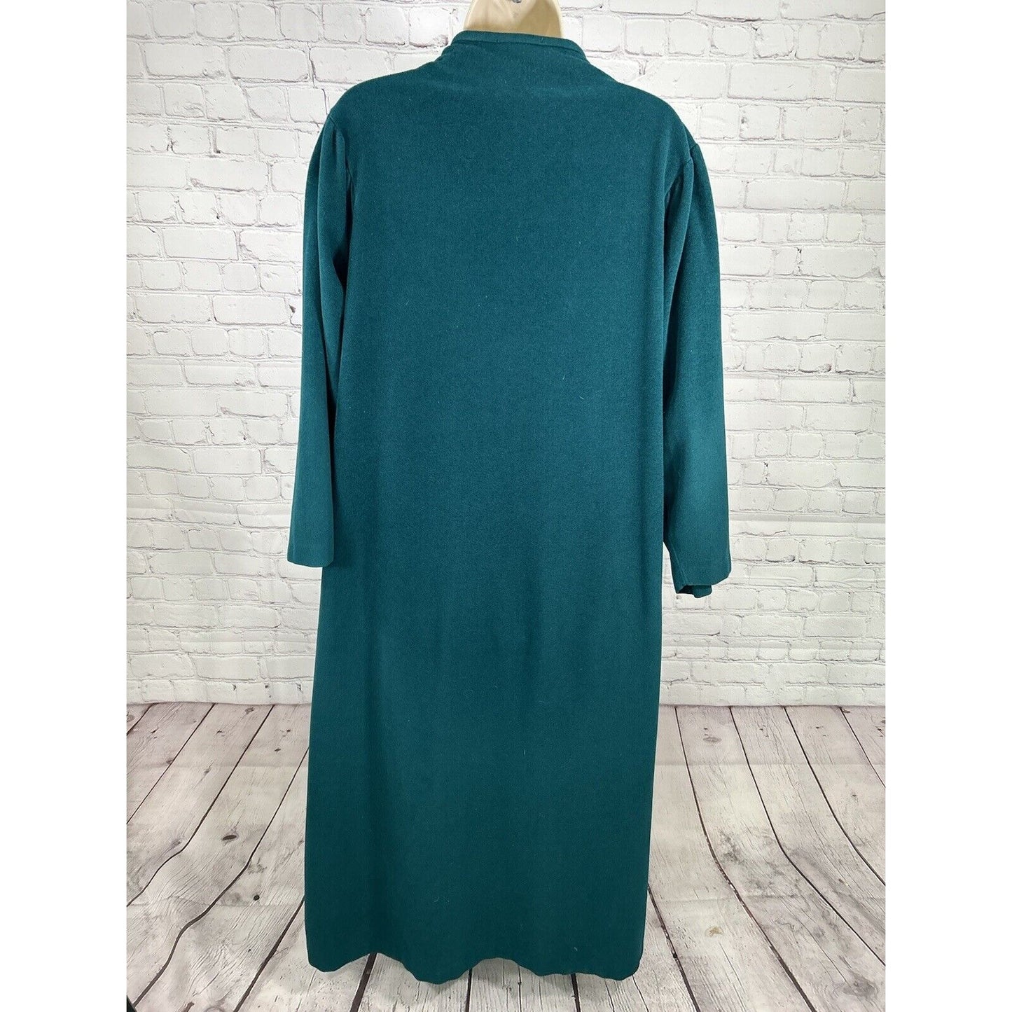 VTG USA Gjg Softly Teal Embroidered Front Zip Night Dress Nightgown Women’s L