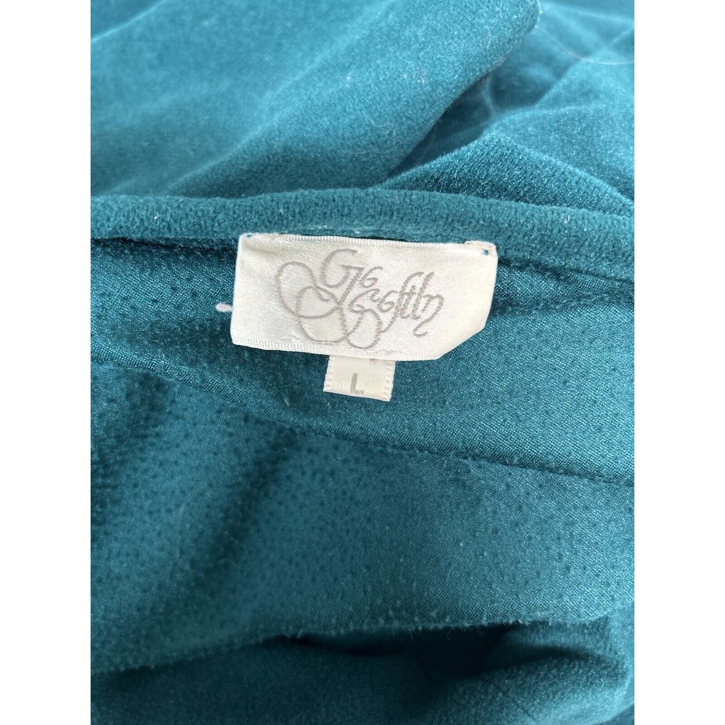 VTG USA Gjg Softly Teal Embroidered Front Zip Night Dress Nightgown Women’s L