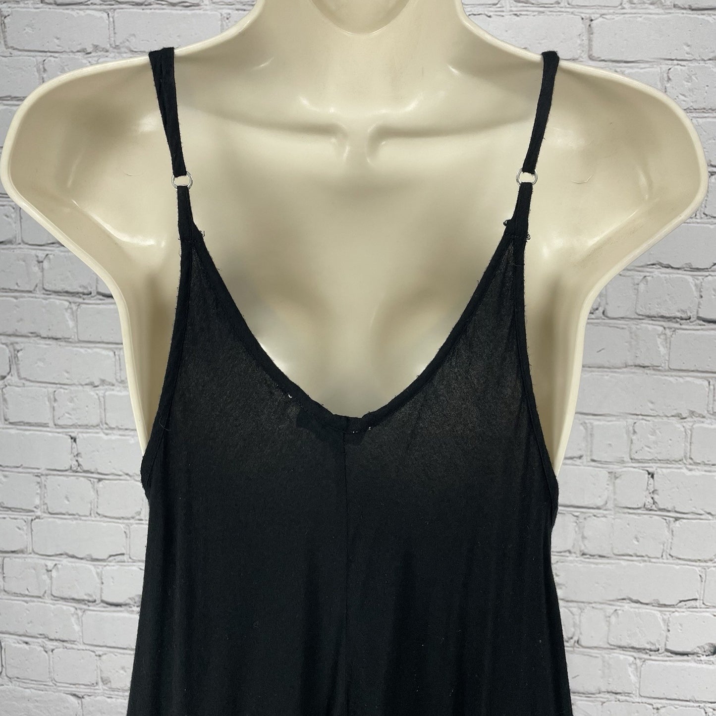 Elan Black Asymmetrical Lightweight Sleeveless V Neck Midi Flowy Dress Size XS