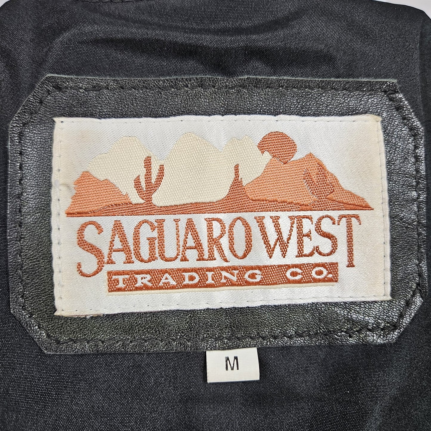 Saguaro West Trading Co Brown Leather Pockets Snap Lined Western Vest Medium M