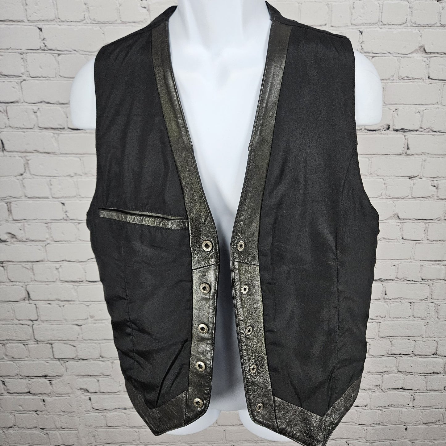 Saguaro West Trading Co Brown Leather Pockets Snap Lined Western Vest Medium M