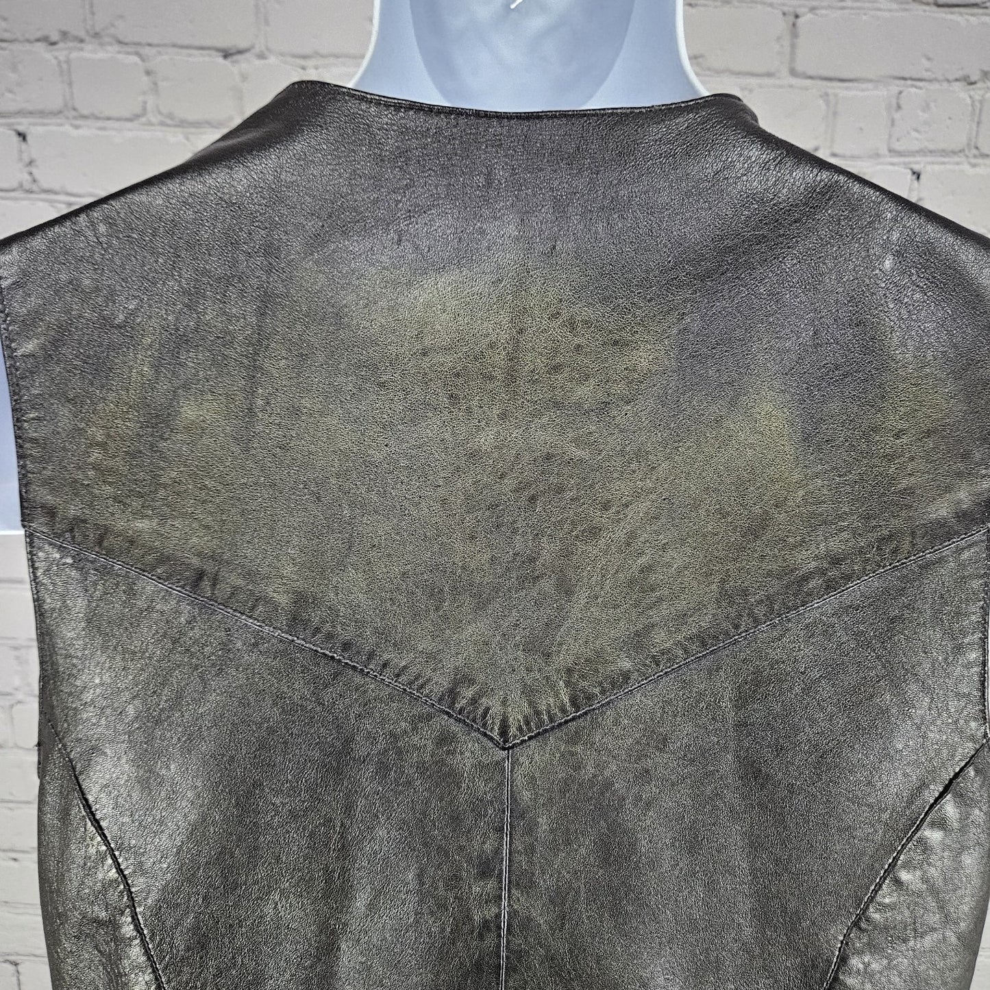 Saguaro West Trading Co Brown Leather Pockets Snap Lined Western Vest Medium M