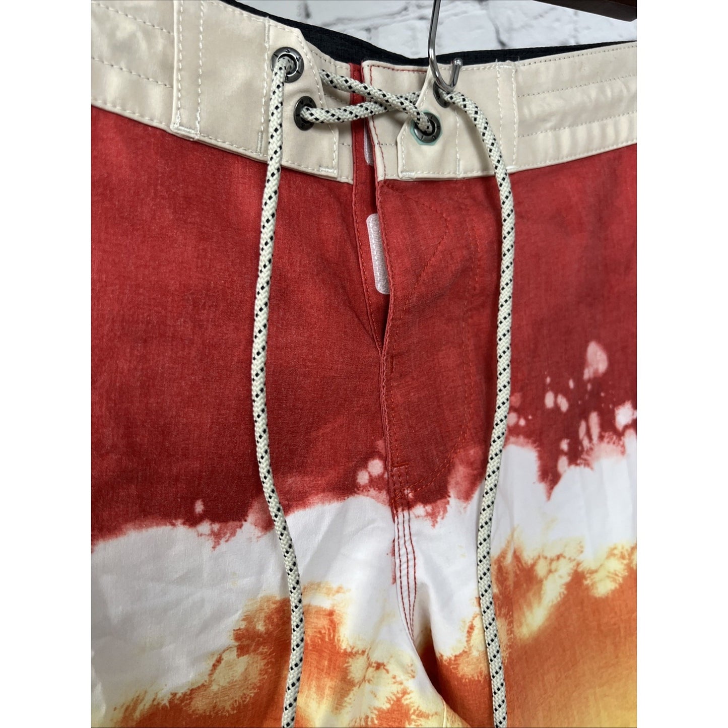 NWT Vissla Red Yellow Recycled Materials Stretch Swim Trunks Board Shorts 28