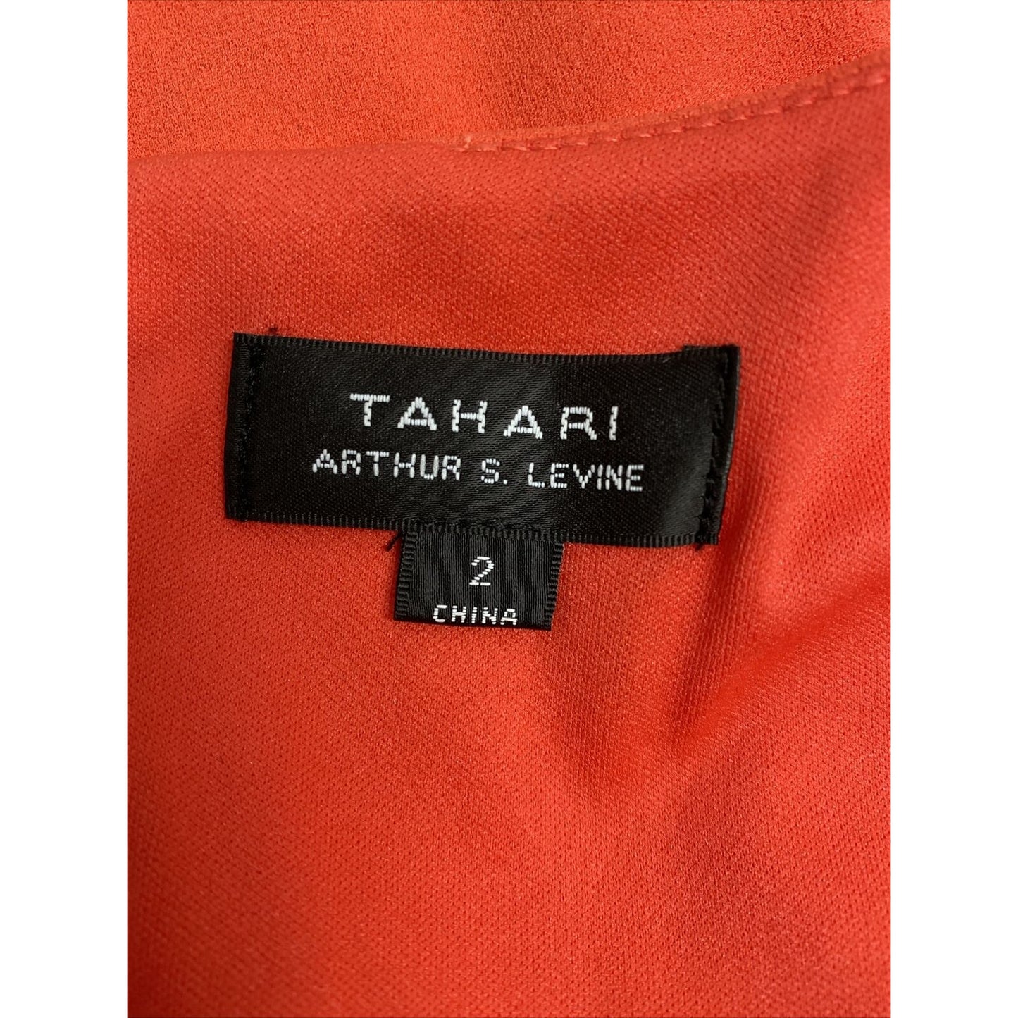 Tahari Coral Gold Accent Knee Length Sleeveless Lined Zip Dress Pockets Size 2
