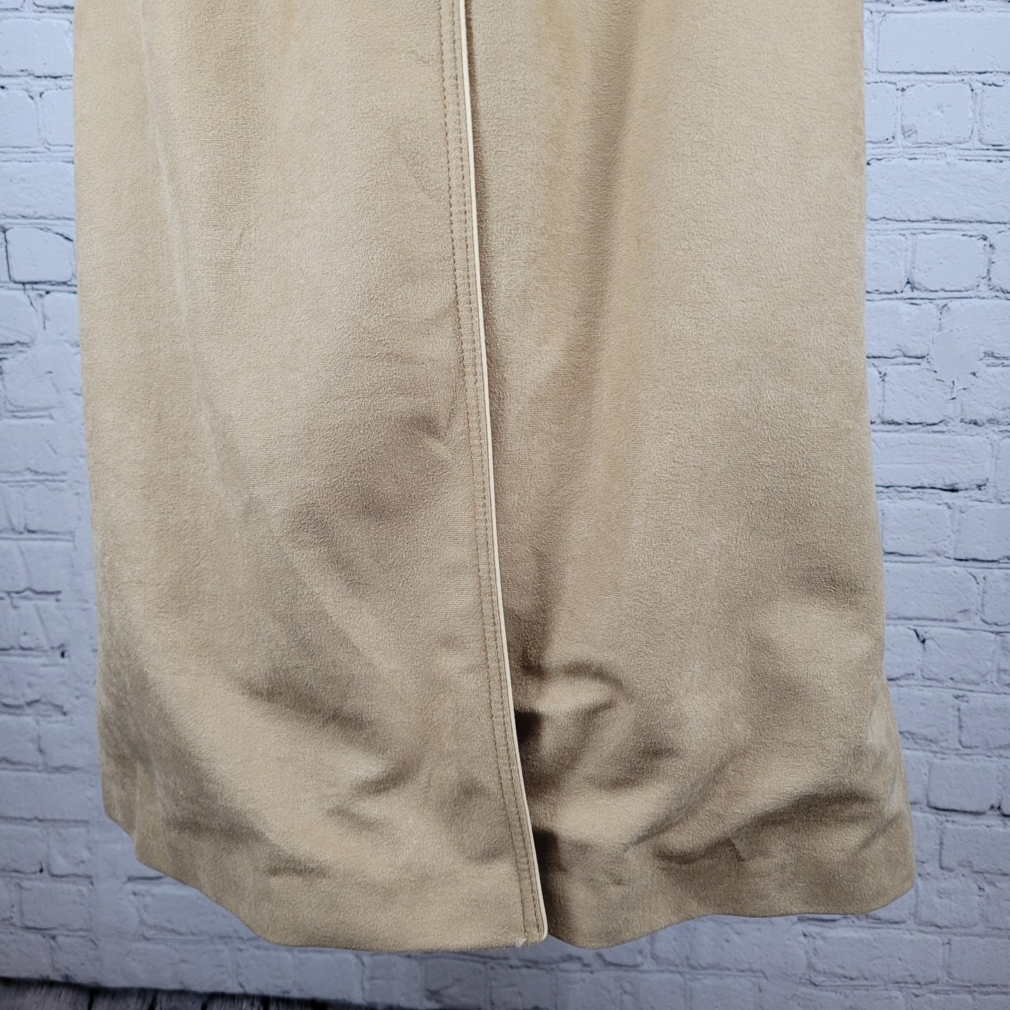 VTG Forecaster Of Boston Tan Lightweight Lined Buttoned Long Coat USA Size 7/8