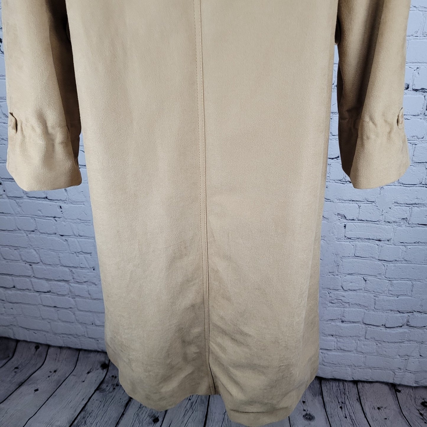 VTG Forecaster Of Boston Tan Lightweight Lined Buttoned Long Coat USA Size 7/8