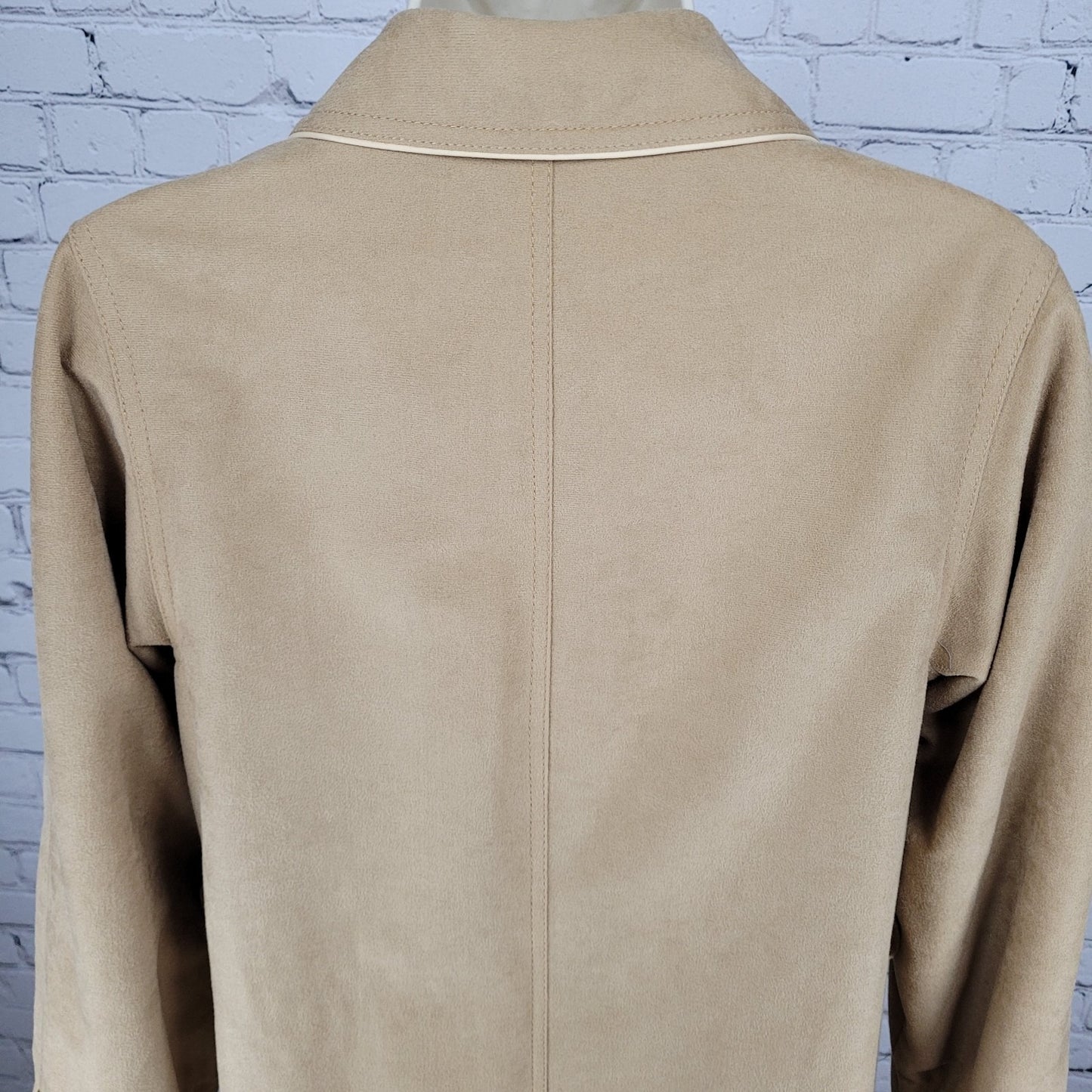 VTG Forecaster Of Boston Tan Lightweight Lined Buttoned Long Coat USA Size 7/8