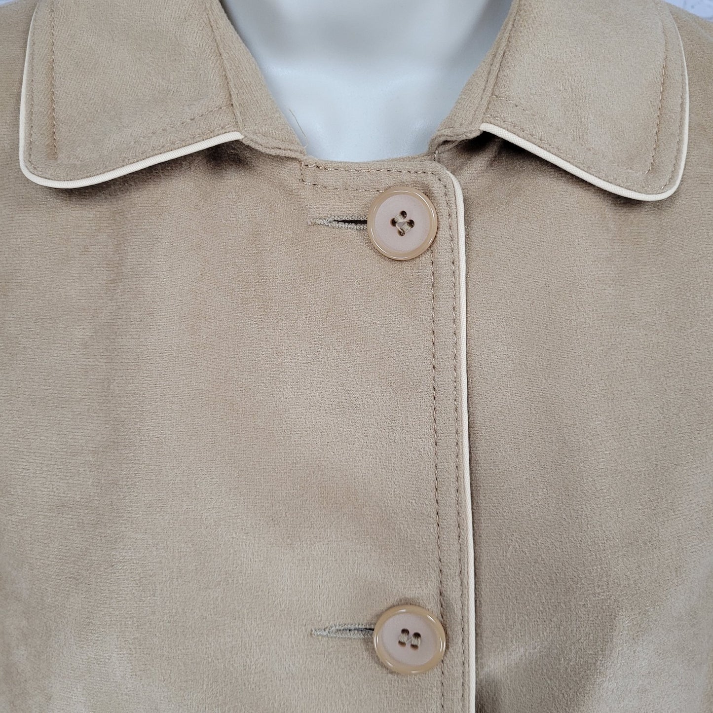 VTG Forecaster Of Boston Tan Lightweight Lined Buttoned Long Coat USA Size 7/8