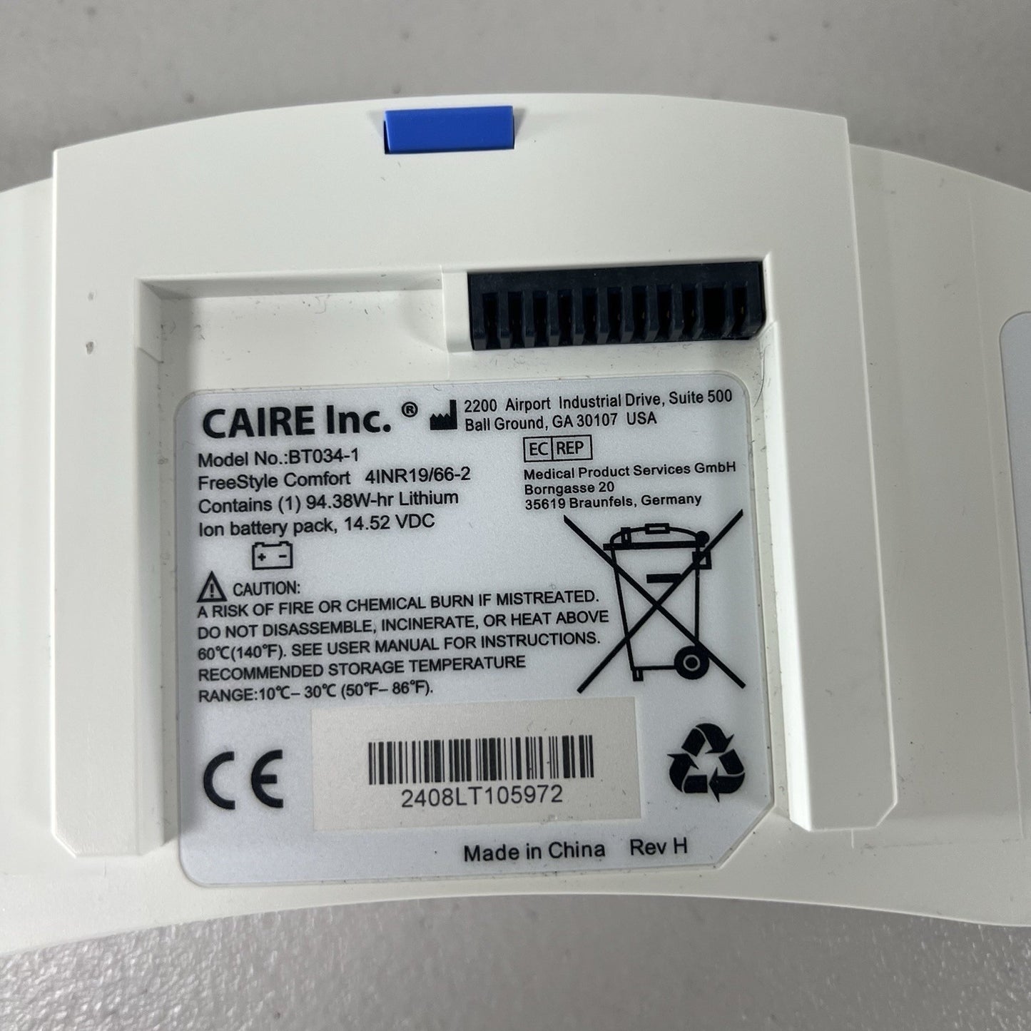 Caire FreeStyle Comfort BT034-1 Lithium Ion Battery Portable Concentrator