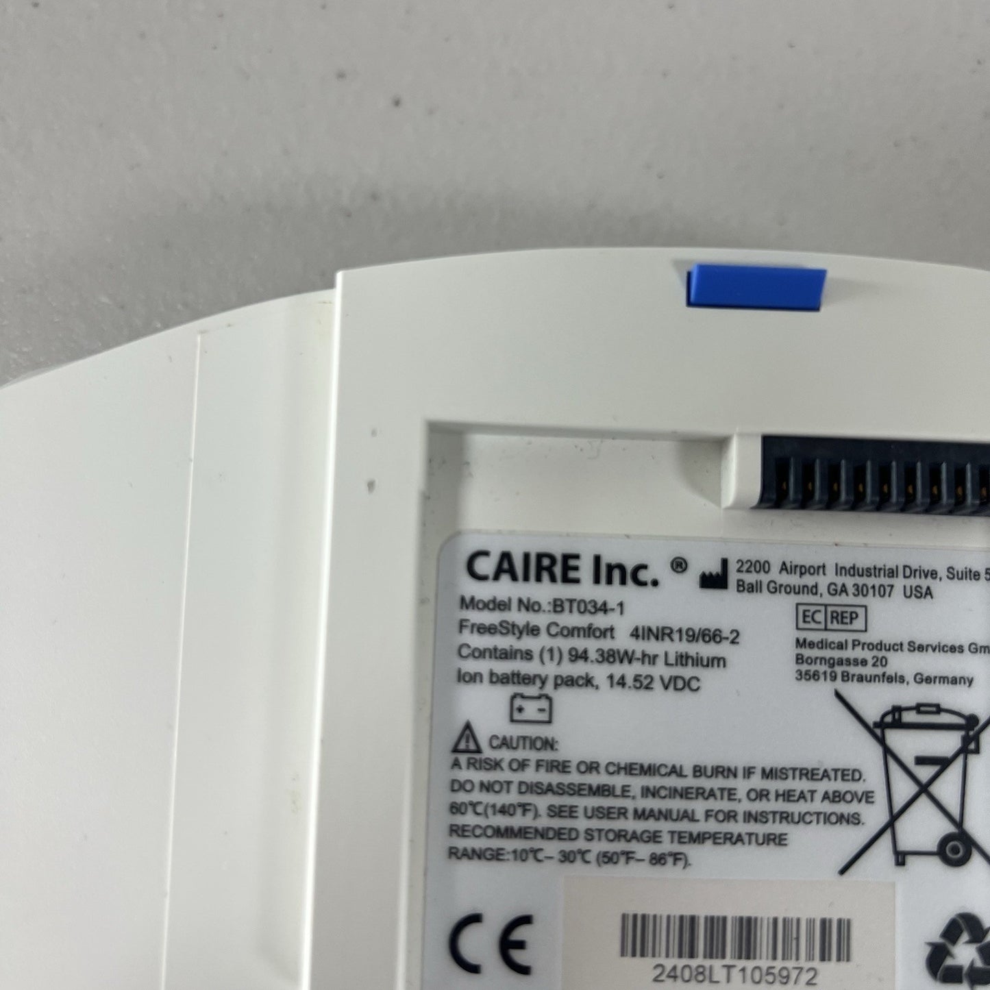 Caire FreeStyle Comfort BT034-1 Lithium Ion Battery Portable Concentrator