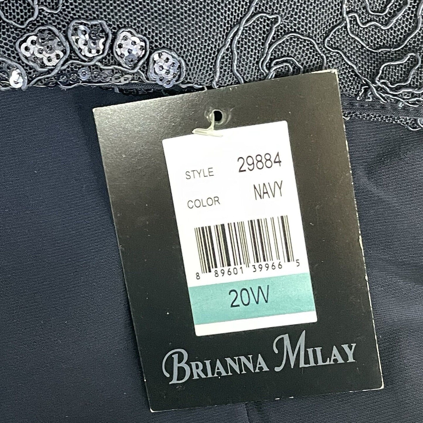 NWT Brianna Milay Navy Blue Lightweight Open Jacket Floral 3/4 Sleeve Size 20W
