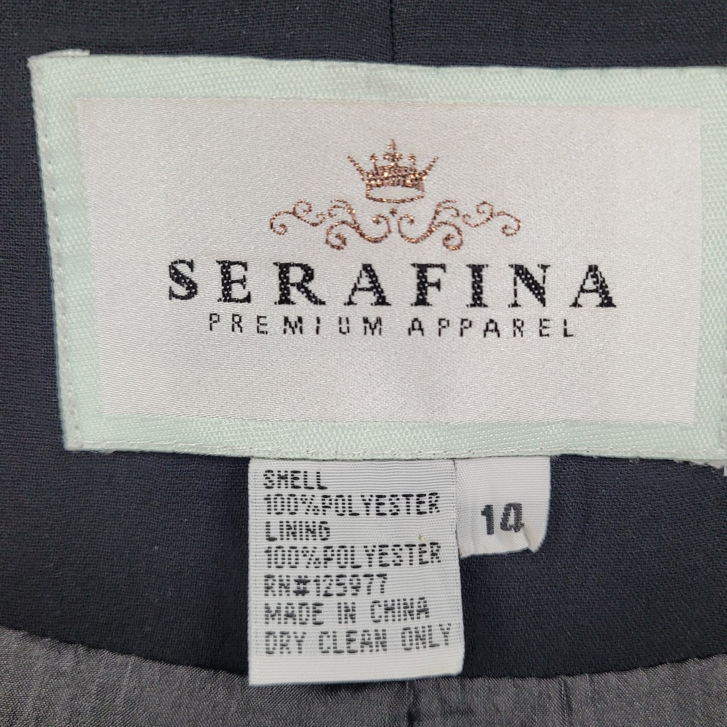Serafina Black Open Rhinestone Ruffle Cuff Shoulder Pads Lined Jacket Size 14