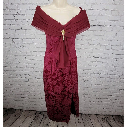 VTG Jessica McClintock Bridal Purple Floral Off Shoulder Bridesmaids Dress USA 8