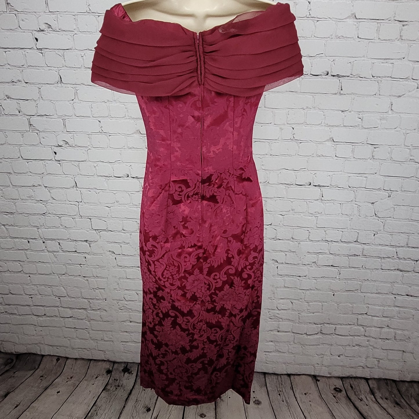 VTG Jessica McClintock Bridal Purple Floral Off Shoulder Bridesmaids Dress USA 8