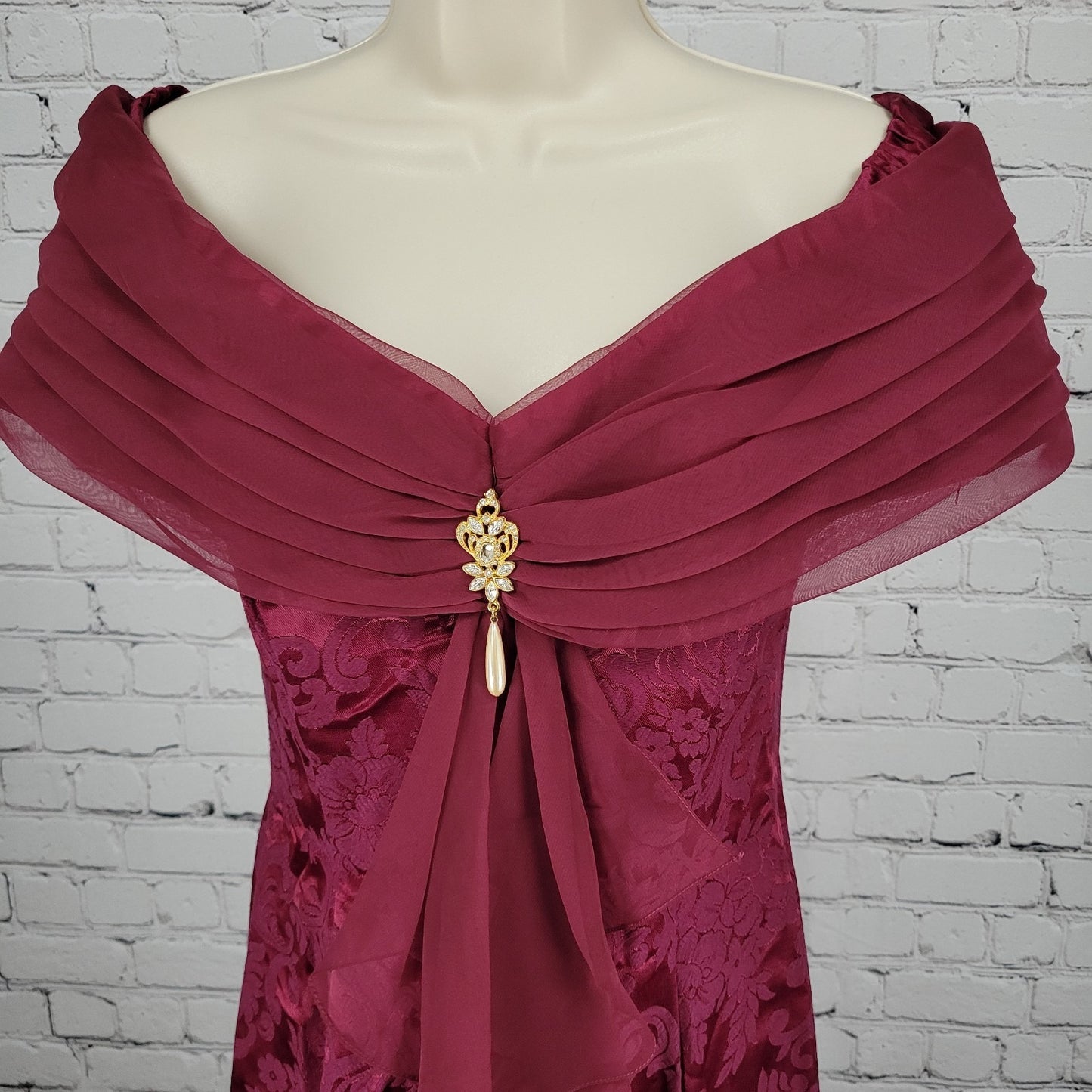 VTG Jessica McClintock Bridal Purple Floral Off Shoulder Bridesmaids Dress USA 8