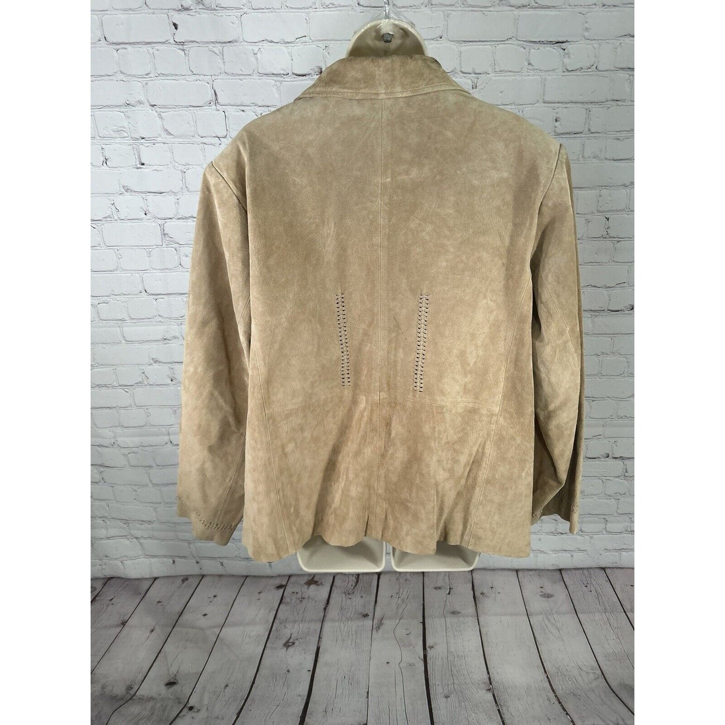 JL Jessica London Studio Brown 100% Leather Full Zip Lined Collared Jacket 20W
