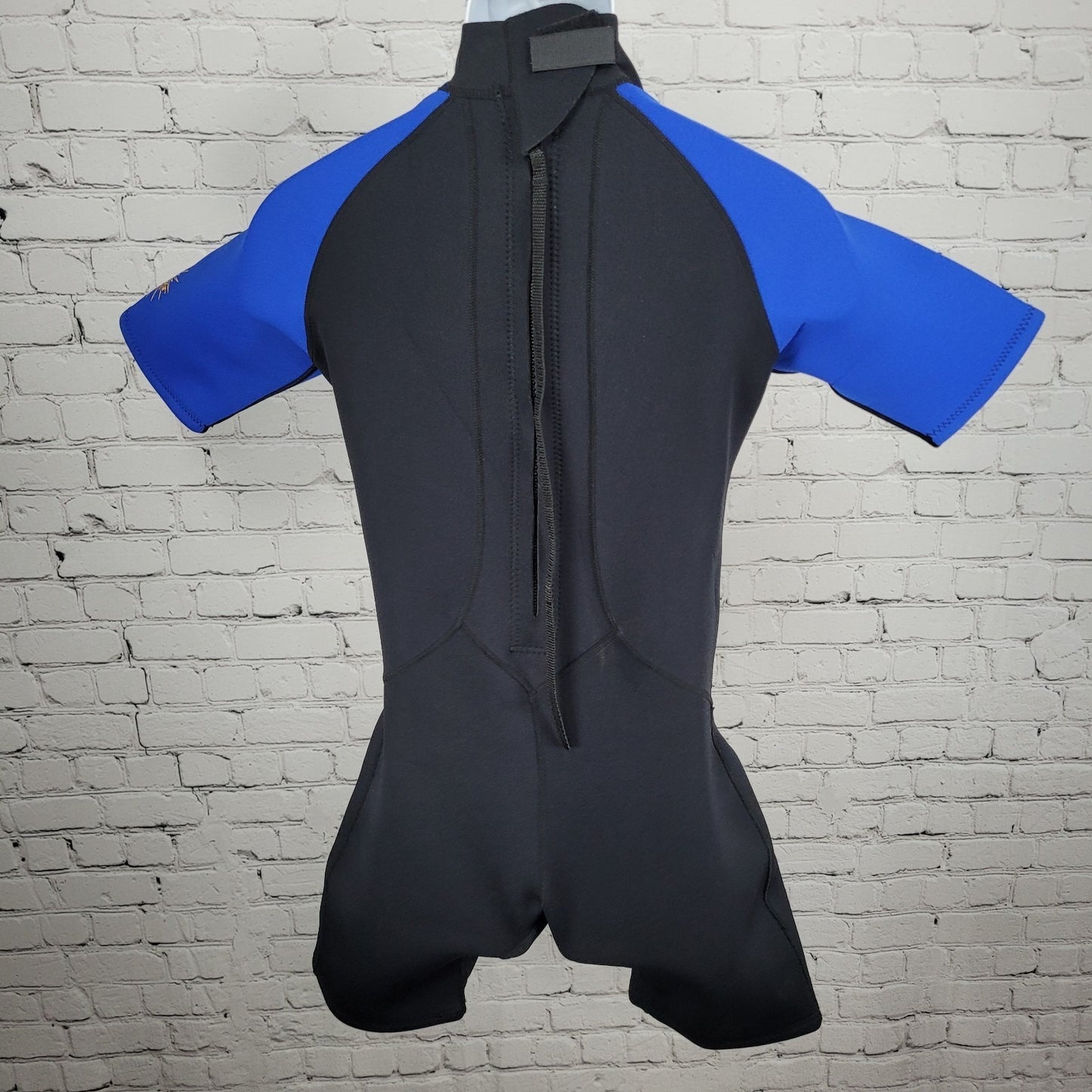 O'Rageous Black Blue 3/2mm Short Sleeve Shorty Springsuit Wetsuit Medium M