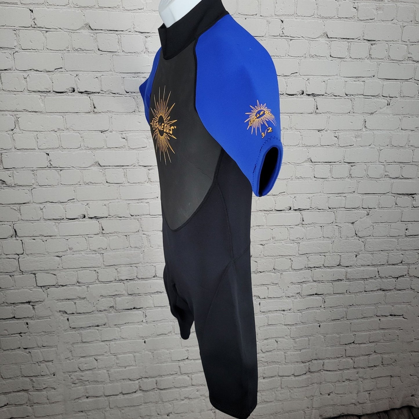 O'Rageous Black Blue 3/2mm Short Sleeve Shorty Springsuit Wetsuit Medium M